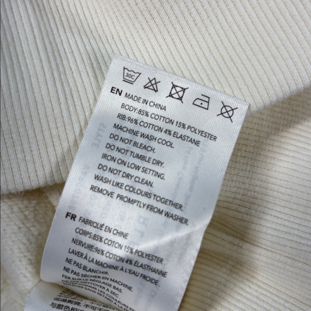 Varley Wood Sweat cream  Ribbed long sleeve cotton blend high neck cinch shirt - Picture 10 of 12